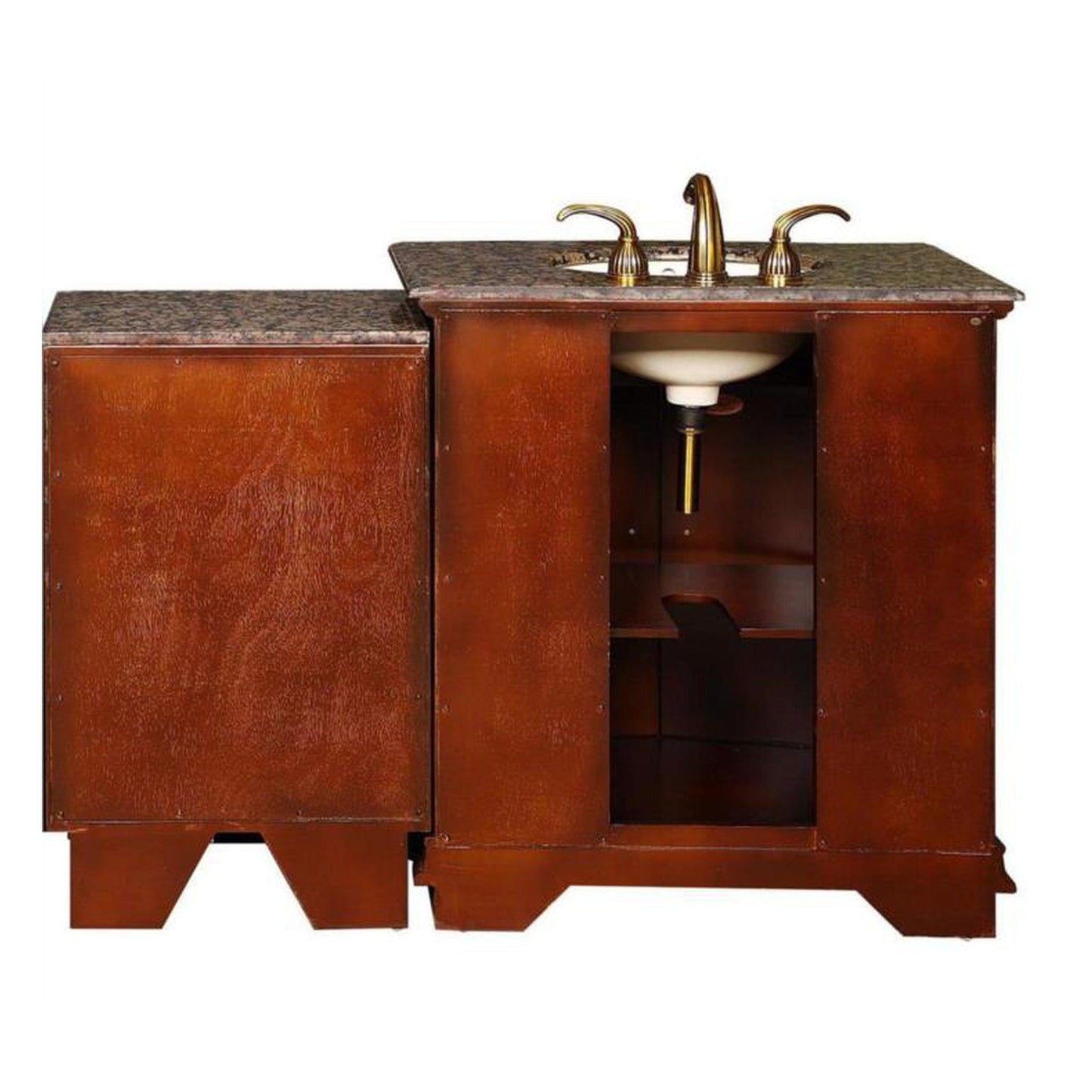 Silkroad Exclusive 53" Single Sink Cherry Modular Bathroom Vanity With Baltic Brown Granite Countertop, Ivory Ceramic Undermount Sink and Drawer Bank Cabinet - HYP-0206-BB-UIC-53