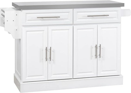 HomCom Rolling Kitchen Island with Storage, Portable Kitchen Cart - B0BL2T9PZV-1