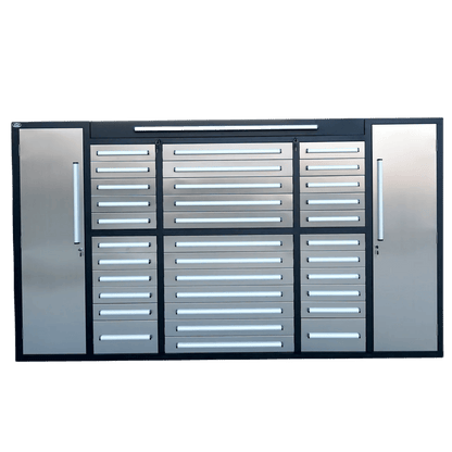Chery Industrial 10ft Workbench Cabinet(30 Drawers, 2 Cabinets & 1 Pegboard) - WW000220