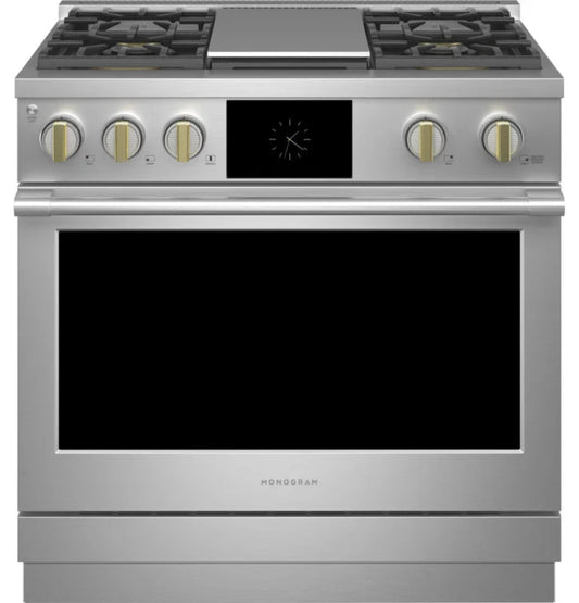Monogram ZDP364NDTSS 36" Dual-Fuel Professional Range with 4 Burners and Griddle Stainless Steel - ZDP364NDTSS