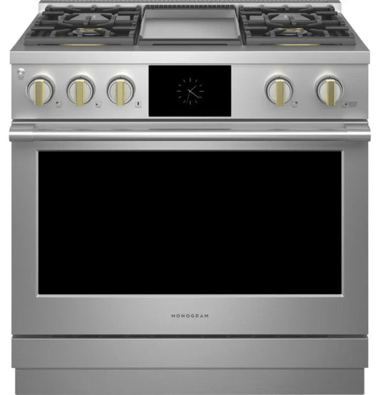 Monogram ZDP364NDTSS 36" Dual-Fuel Professional Range with 4 Burners and Griddle Stainless Steel - ZDP364NDTSS