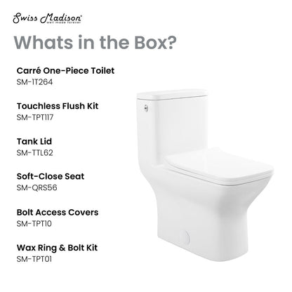 Swiss Madison Carre One-Piece Square Toilet Dual-Flush 1.1/1.6 gpf, Touchless - SM-1T264