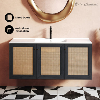 Swiss Madison Classe 48" Wall-Mounted Bathroom Vanity in Black Oak - SM-BV2807AO
