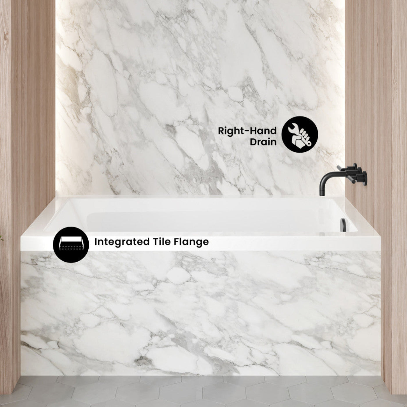 Swiss Madison Voltaire 54 x 30 Right Drain Soaking Alcove Bathtub in Glossy White - SM-AB563