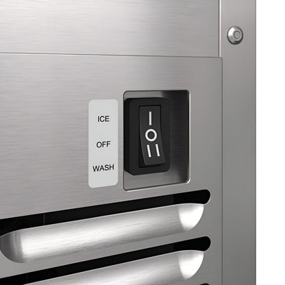 Avallon Inch Wide 26 Lbs. Built-In / Free Standing Outdoor Ice Maker with 56 Lbs. Daily Ice Production and Factory Installed Pump - AIMG151PSSOLH15