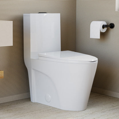 Swiss Madison St. Tropez One Piece Elongated Toilet Dual Vortex Flush, Black Hardware - SM-1T254HB