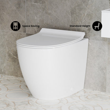 Swiss Madison St. Tropez Back-to-Wall Toilet Bundle 0.8/1.6 GPF Dual Flush in Glossy White with Black Flush Plate - SM-WT0804GW