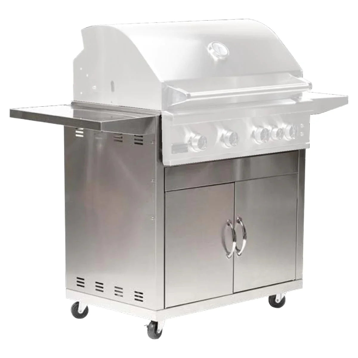 Broilmaster 32-Inch 4-Burners Premium Propane Gas Grill and Grill Cart in Stainless Steel - AP2-BSB324P