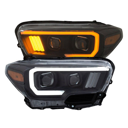 Anzo Black Plank Style Switchback Project Headlights - 2023-2016 Toyota Tacoma TRD Models  - ANZ111397