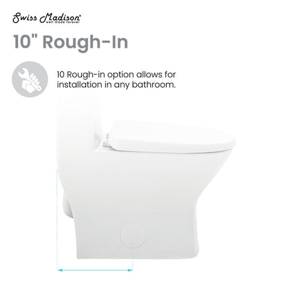 Swiss Madison Sublime II One-Piece 10" Rough-in 1.1/1.6 GPF Dual Top Flush Round Compact Toilet in Glossy White (6 - Pack) - SM-1T277-6