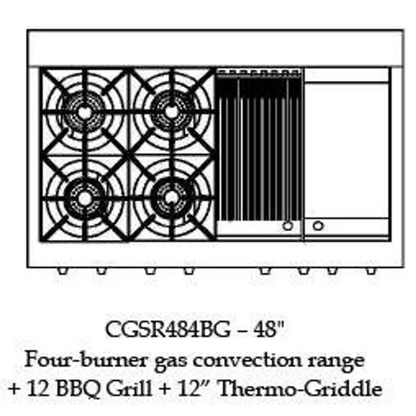 Capital 48" Culinarian Self Clean Gas Range, 4 Open Burners, Griddle - CGSR484GGN