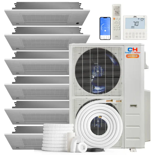 Cooper & Hunter Hyper 55,000 BTU 6-Zone 6K+6K+6K+6K+6K+6K One-Way Cassette, 230V, R454B - Ductless Mini Split Air Conditioner Heat Pump
