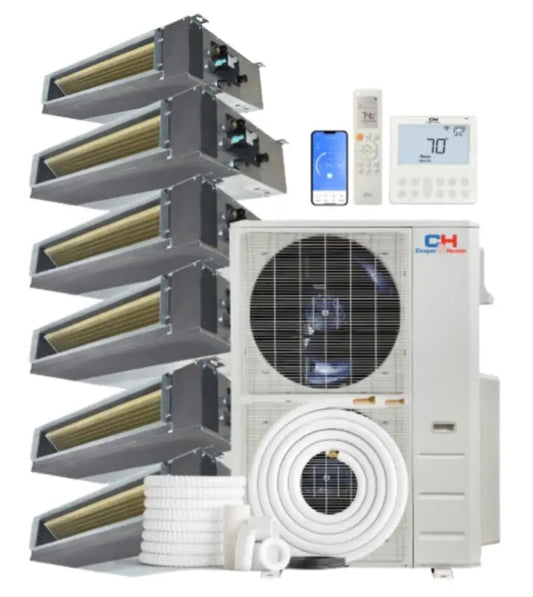 Cooper & Hunter 6 Zone 48,000 BTU Concealed Duct Mini Split AC R454B 9K+9K+9K+9K+9K+18K - CH-R48MES-230VORH09MDTRH09MDTRH09MDTRH09MDTRH09MDTRH18MDT-NO