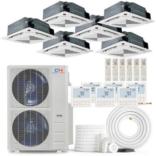 Cooper & Hunter 6 Zone 60,000 BTU Ceiling Cassette Mini Split AC R454B 12K+12K+12K+12K+12K+12K - CH-R60MES-230VORH12MCTRH12MCTRH12MCTRH12MCTRH12MCTRH12MCT-NO