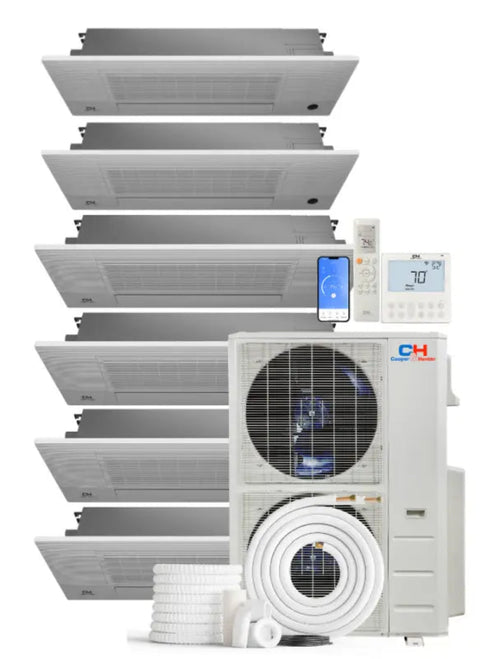 Cooper & Hunter 6 Zone 48,000 BTU One-Way Cassette Mini Split AC R454B 6K+6K+9K+9K+12K+18K - CH-R48MES-230VO06MCT1W06MCT1W09MCT1W09MCT1W12MCT1W18MCT1W