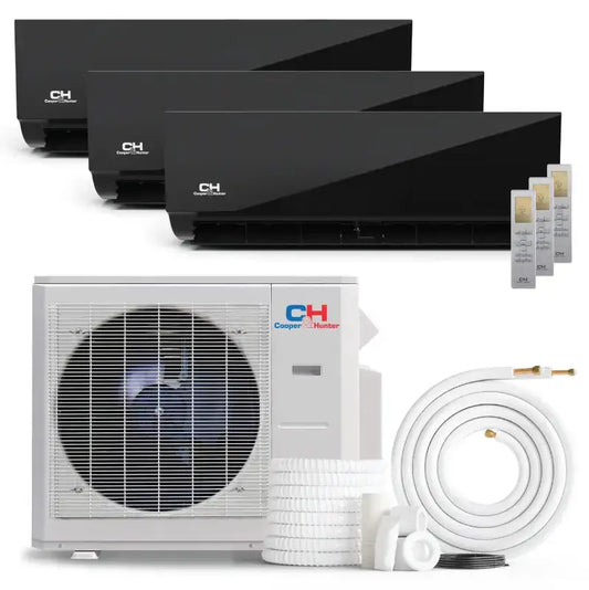 Cooper & Hunter Olivia Midnight 28,000 BTU 3-Zone 9k+12k+12k Wall Mount, 230V, R454B - Ductless Mini Split Air Conditioner Heat Pump