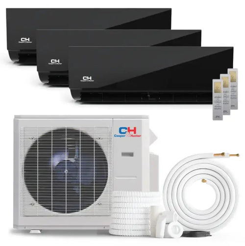 Cooper & Hunter Olivia Midnight 36,000 BTU 3-Zone 12k+12k+18k Wall Mount, 230V, R454B - Ductless Mini Split Air Conditioner Heat Pump - CH-R36MES-230VO/M12WMB+M12WMB+M18WMB-NO/NO/NO