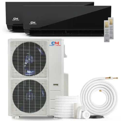 Cooper & Hunter Olivia Midnight 60,000 BTU 2-Zone 24k+24k Wall Mount, 230V, R454B - Ductless Mini Split Air Conditioner Heat Pump - CH-R60MES-230VO/M24WMB+M24WMB-NO/NO