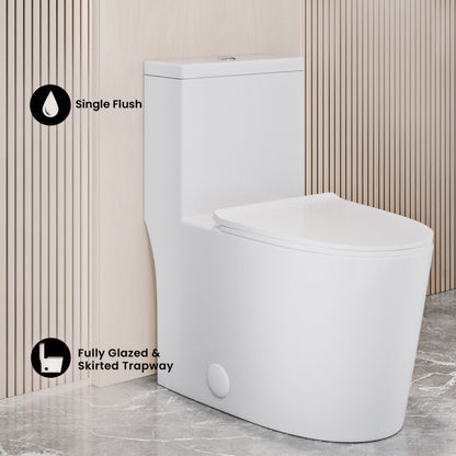Swiss Madison Dreux High Efficiency One-Piece Elongated Toilet with 0.8 GPF Water Saving Patented Technology - SM-1T180