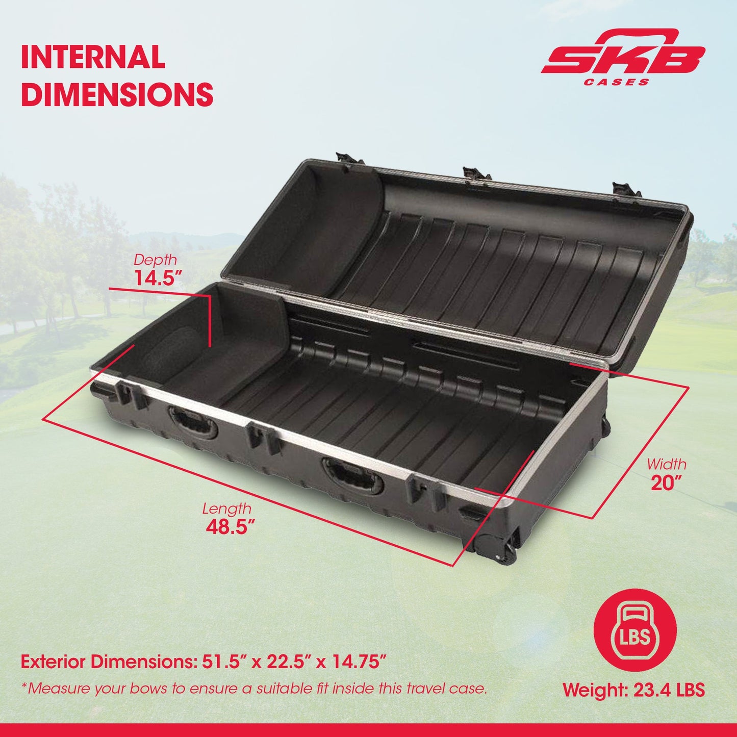 SKB Cases Double ATA Standard Hard Plastic Storage Wheeled Golf Bag Travel Case - 93180