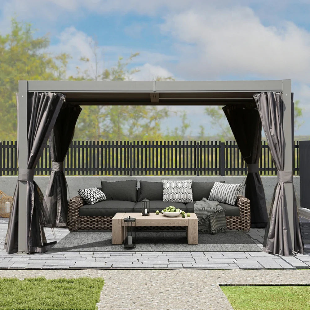 Domi Patio Aluminum Louvered Pergola - Gray