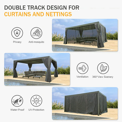 Domi Patio Aluminum Louvered Pergola - Gray