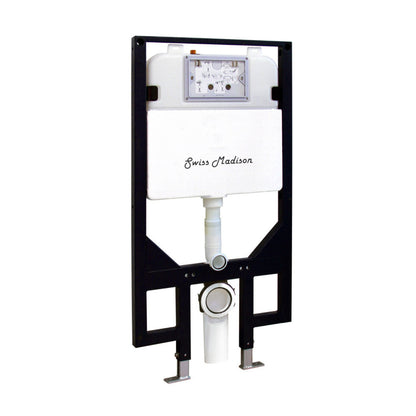 Swiss Madison Monaco Wall-Hung Toilet Bundle 0.8/1.6 GPF Dual Flush in Glossy White with Brass Flush Plate - SM-WT1002GW