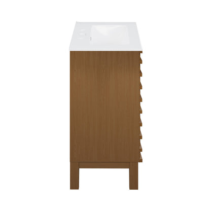 Cascade 30" Freestanding Bathroom Vanity in Brown Oak with 3-Hole Widespread Sink Top
