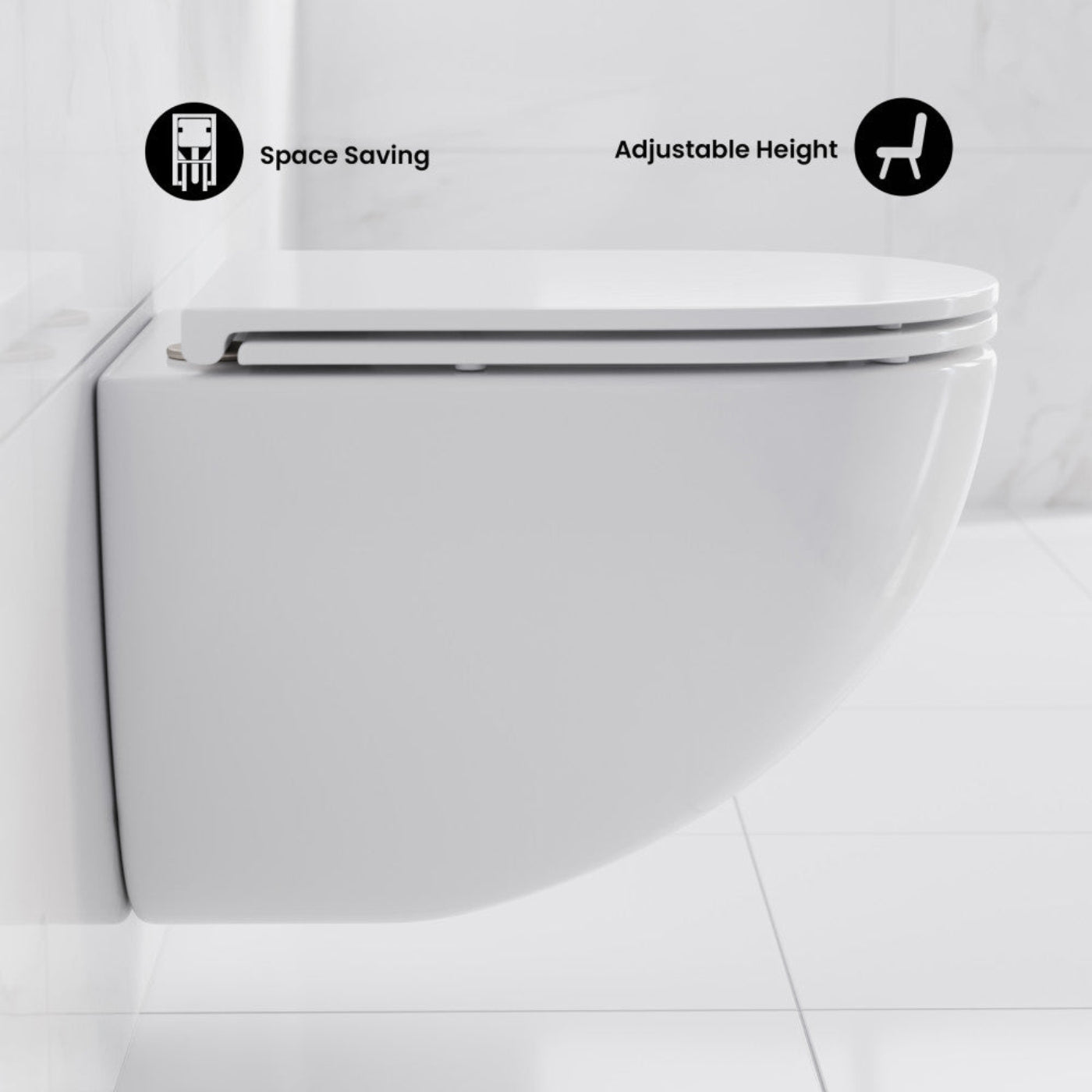 Swiss Madison St. Tropez Wall-Hung Toilet Bundle 0.8/1.6 GPF Dual Flush in Glossy White with Brass Flush Plate - SM-WT0801GW