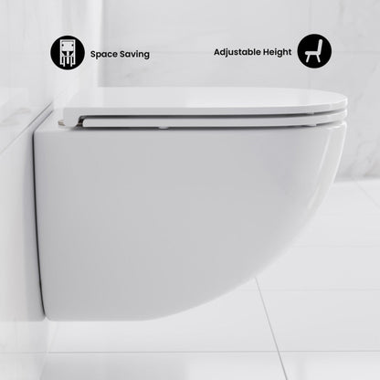 Swiss Madison St. Tropez Wall-Hung Toilet Bundle 0.8/1.6 GPF Dual Flush in Glossy White with Brass Flush Plate - SM-WT0801GW