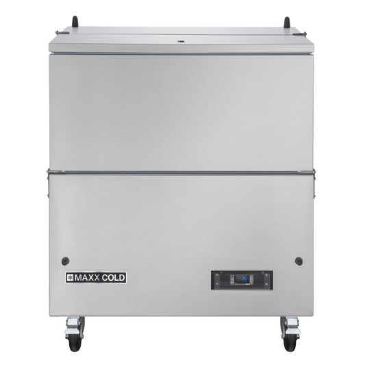 Maxx Cold Milk Cooler, 34"W, Stores up to (8) 13" Milk Crates, in Stainless Steel - MXMC34HC