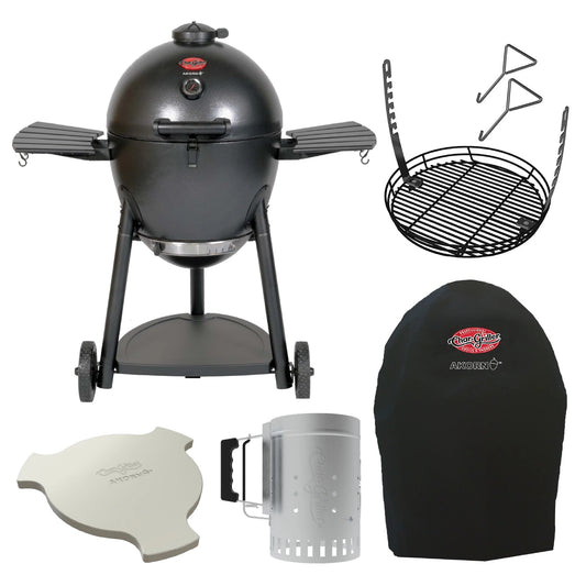 Char-Griller AKORN® Kamado Grill, Cover, Smokin' Stone, Grate, Chimney