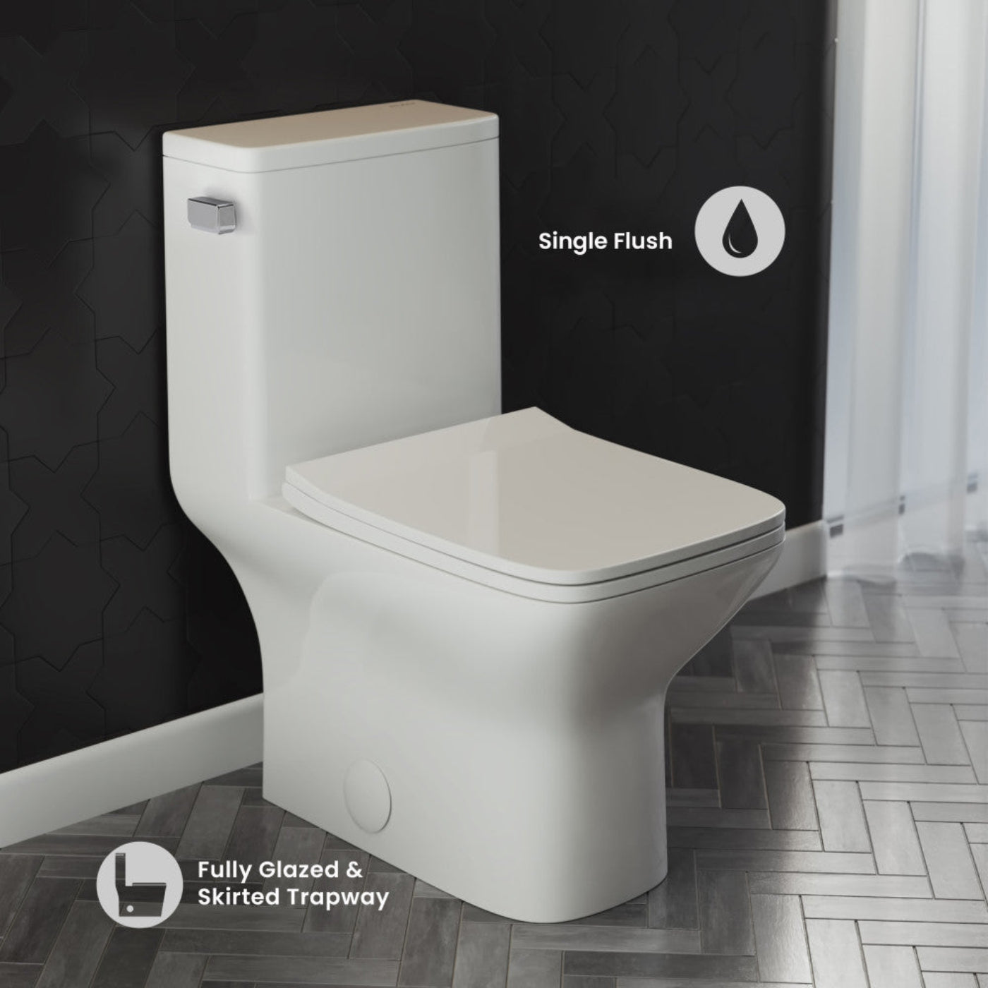 Swiss Madison Carre One Piece Square Toilet Left Side Flush, 10" Rough-In 1.28 gpf - SM-1T272