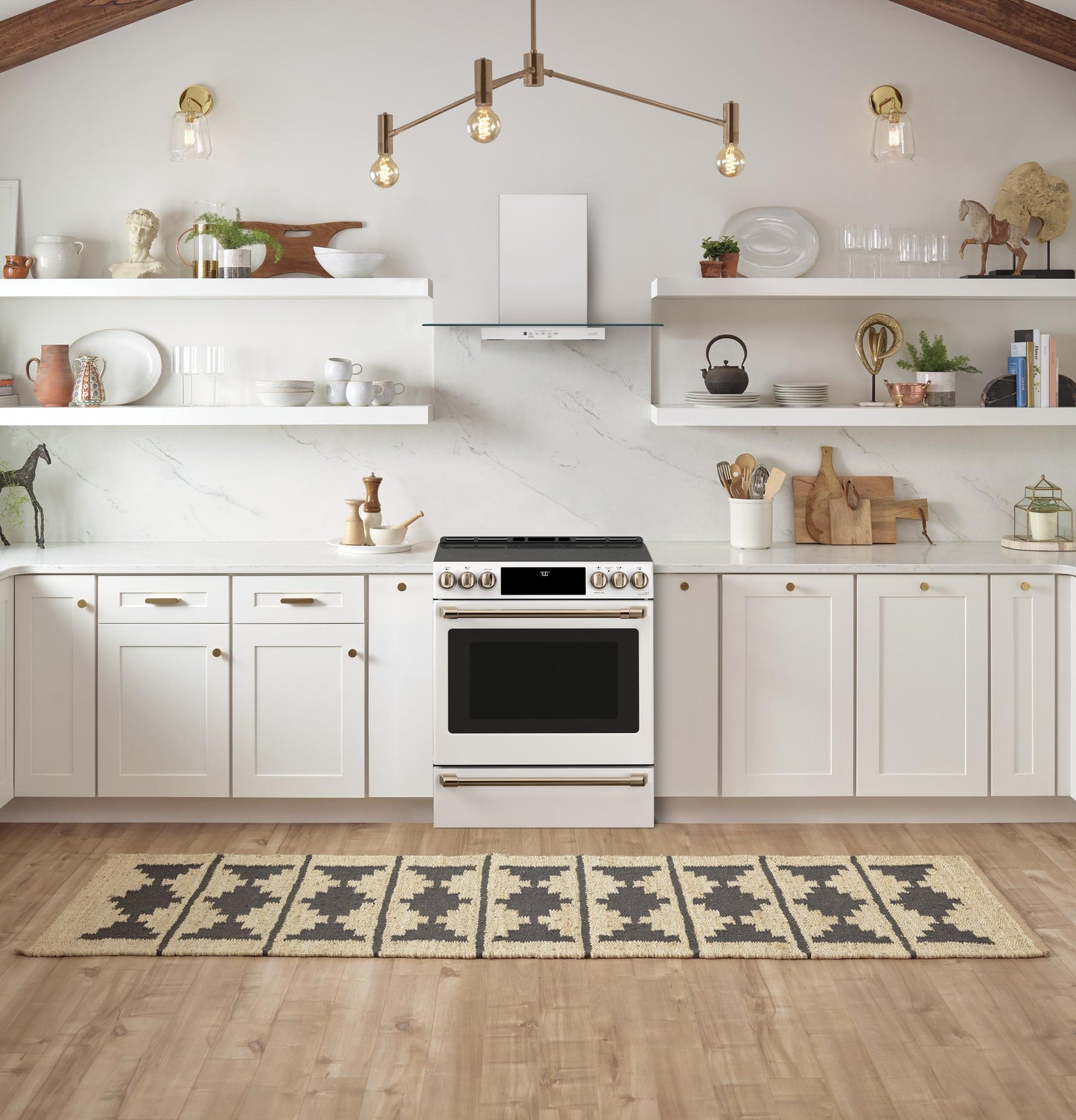 CAFE  30" Smart Slide-In, Front-Control, Radiant and Convection Range White - CES700P4MW2