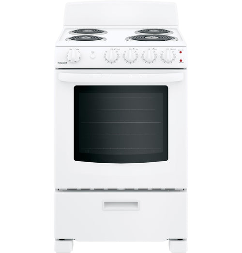 HOTPOINT RAS300DMWW Hotpoint® 24" Free-Standing Front-Control Electric Range White