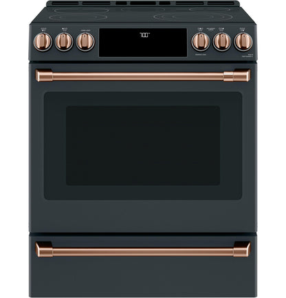 CAFE  30" Smart Slide-In, Front-Control, Radiant and Convection Range Black - CES700P3MD1