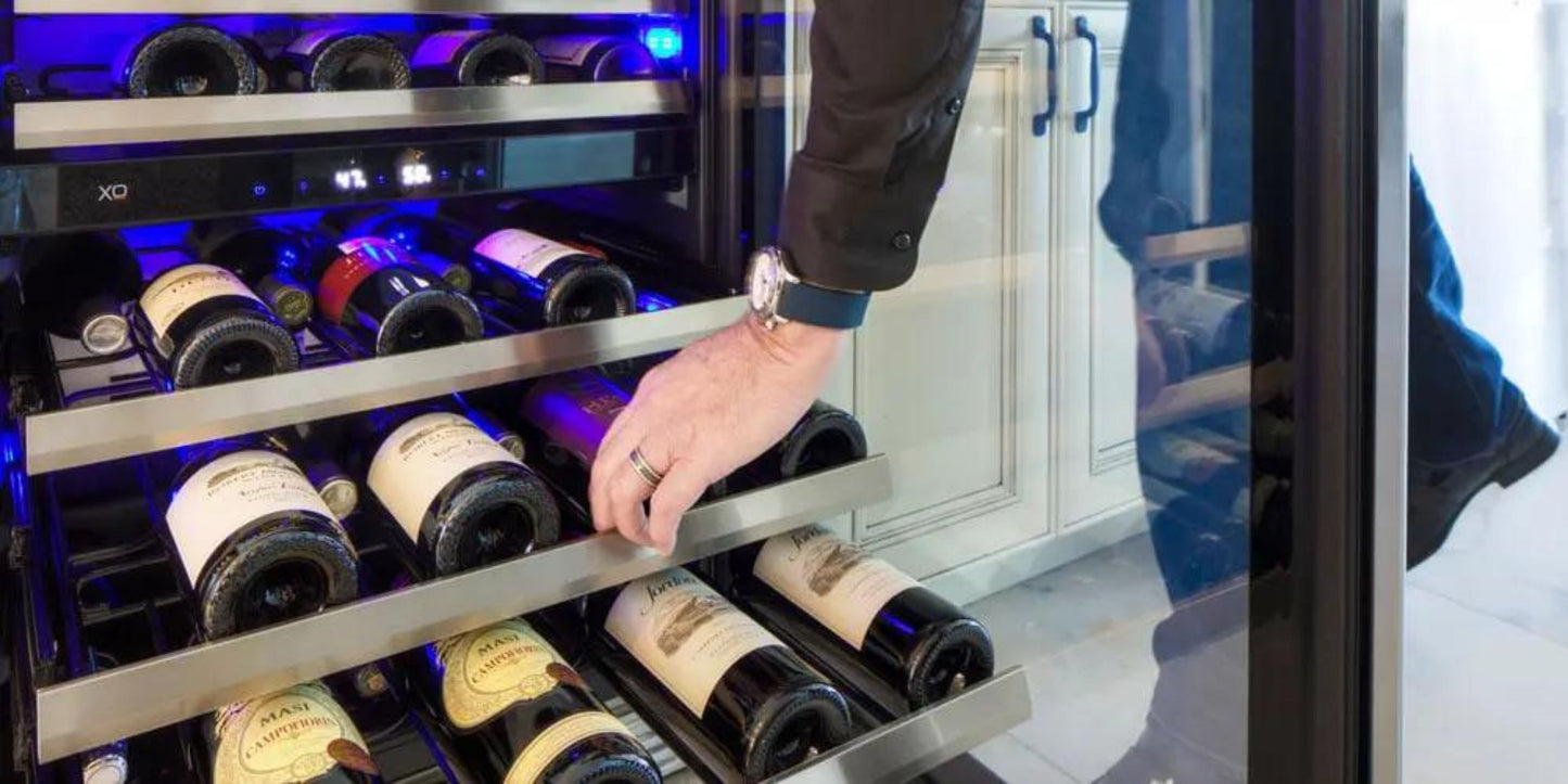 XO APPLIANCE XOU15WGBSR Wine Cooler, 15" Black Stainless, Right Hinge Black in Stainless Steel - XOU15WGBSR