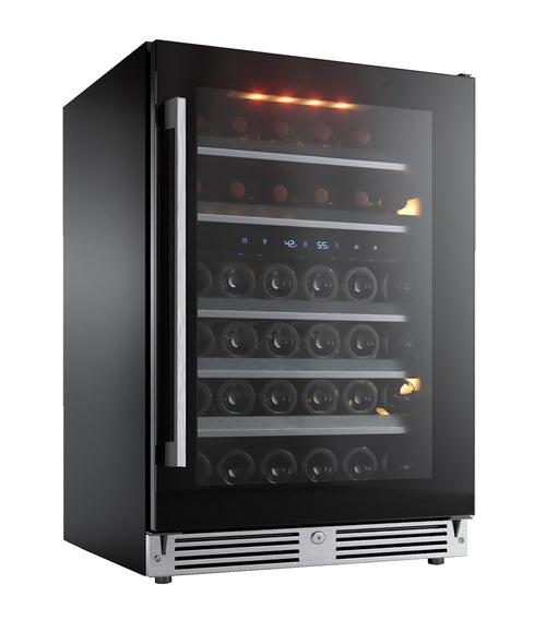 XO APPLIANCE XOU24WDZGBR Dual Zone Wine Cooler, 24" Black Glass, Right Hinge Black - XOU24WDZGBR