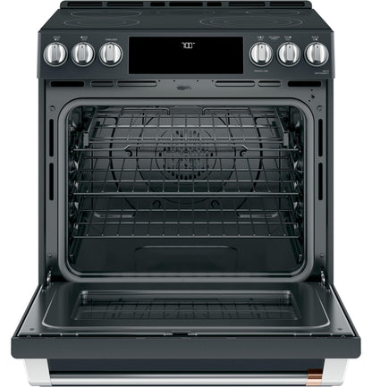 CAFE  30" Smart Slide-In, Front-Control, Radiant and Convection Range Black - CES700P3MD1