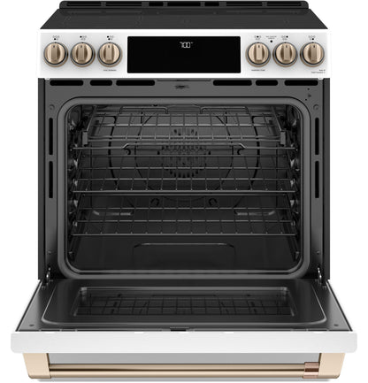 CAFE  30" Smart Slide-In, Front-Control, Radiant and Convection Range White - CES700P4MW2