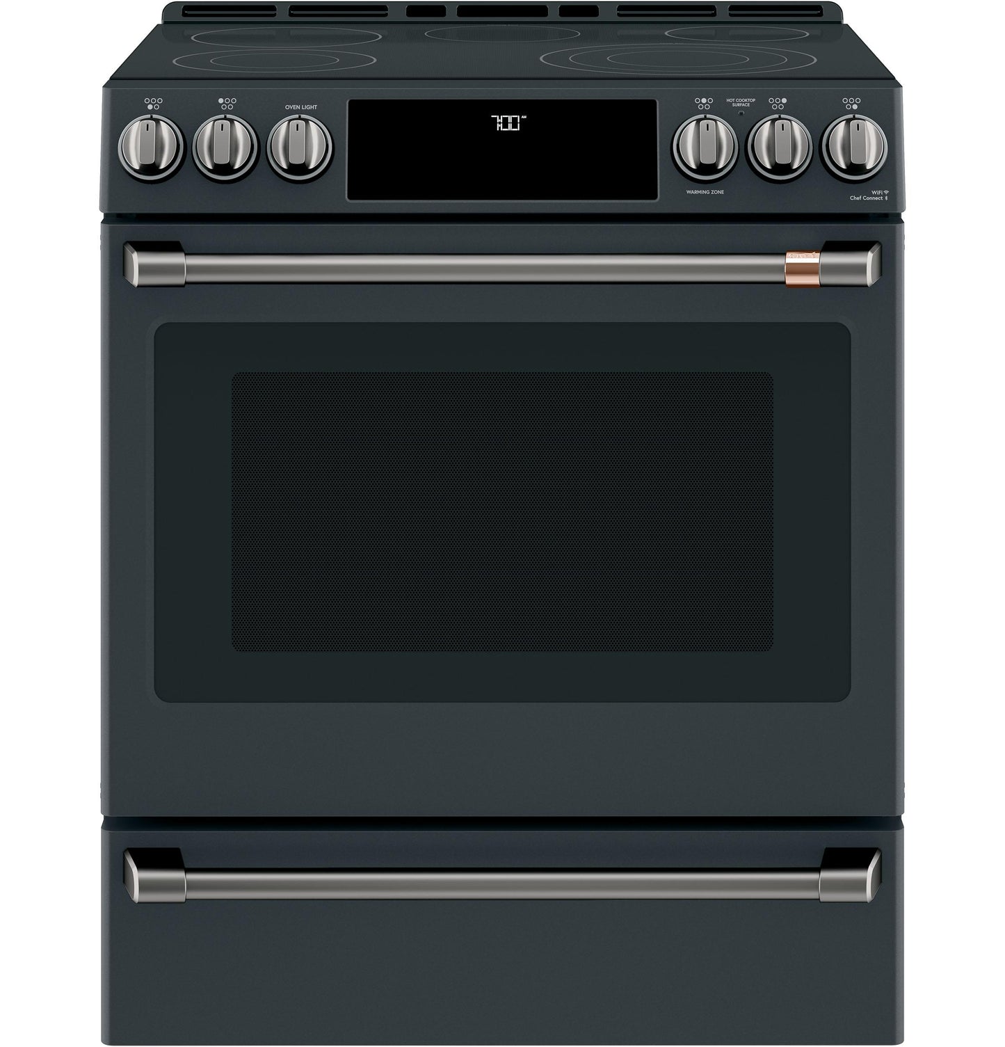 CAFE  30" Smart Slide-In, Front-Control, Radiant and Convection Range Black - CES700P3MD1