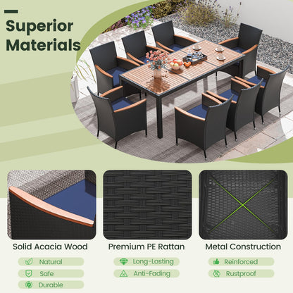 Tangkula 9 PCS Patio Dining Set for 8 - HW73185NY+