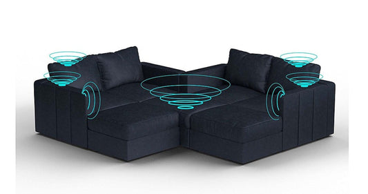 Lovesac – 7 Seats + 8 Sides Corded Velvet & Standard Foam with 10 Speaker Immersive Sound + Charge System – Midnight Navy - BB6484395