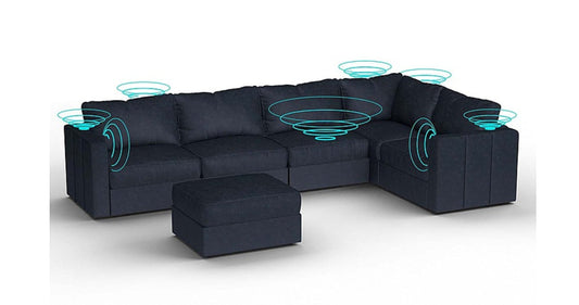 Lovesac – 6 Seats + 8 Sides Corded Velvet & Lovesoft with 10 Speaker Immersive Sound + Charge System – Midnight Navy - BB6483870