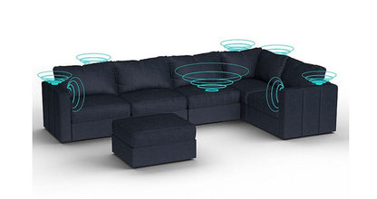 Lovesac – 6 Seats + 8 Sides Corded Velvet & Lovesoft with 10 Speaker Immersive Sound + Charge System – Midnight Navy - BB6483870