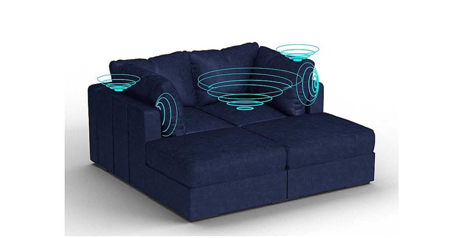 Lovesac – 7 Seats + 8 Sides Corded Velvet & Lovesoft with 8 Speaker Immersive Sound + Charge System – Sky Grey - BB6484340