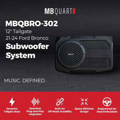 MB Quart 12" Tailgate Subwoofer System for 21-26 Ford Bronco, Tuned Audio, 400W - 427500