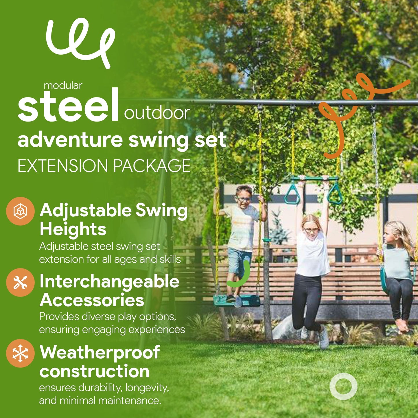 gobaplay Modular Steel Outdoor Adventure Swing Set Extension Package  - 407523