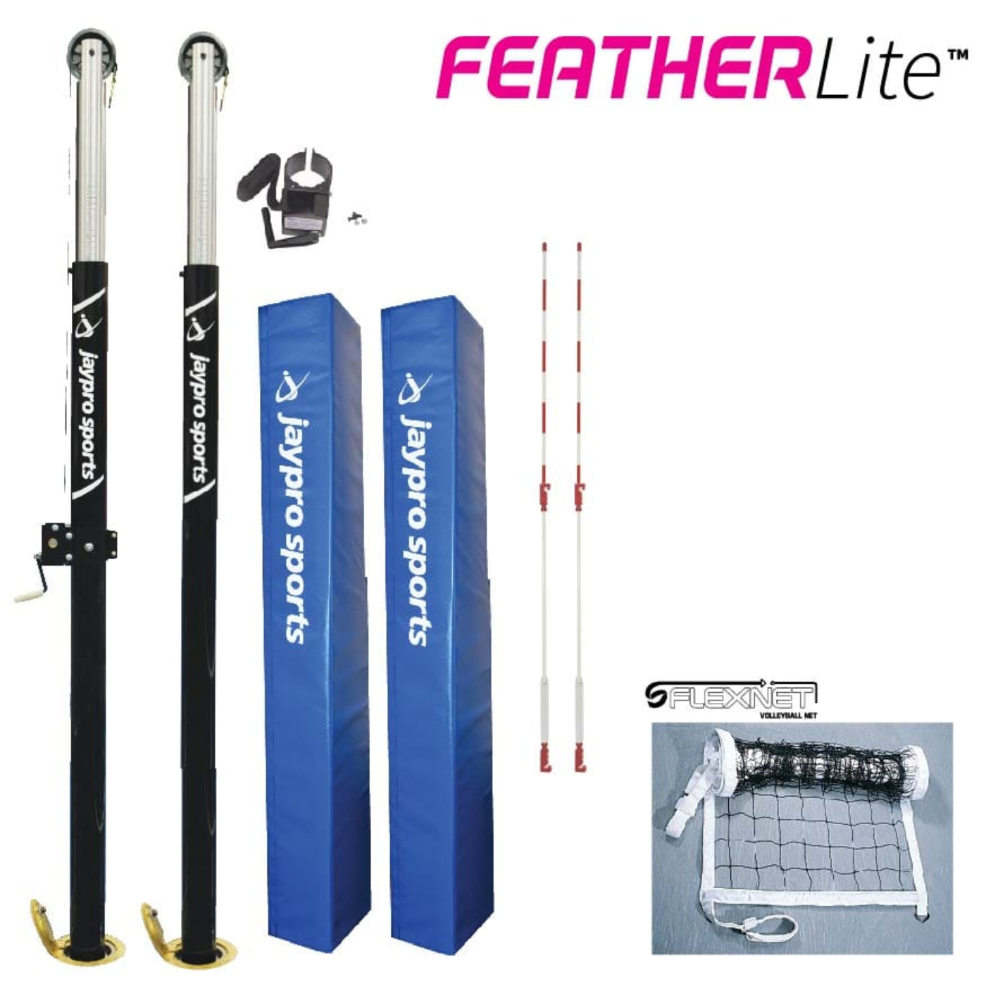 Jaypro FeatherLite Volleyball System (3 in. Floor Sleeve) - PVB-4500