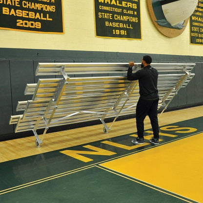 Jaypro Indoor Bleacher - 15 ft. (4 Row - Double Foot Plank) -Tip & Roll BLDP-4TRG